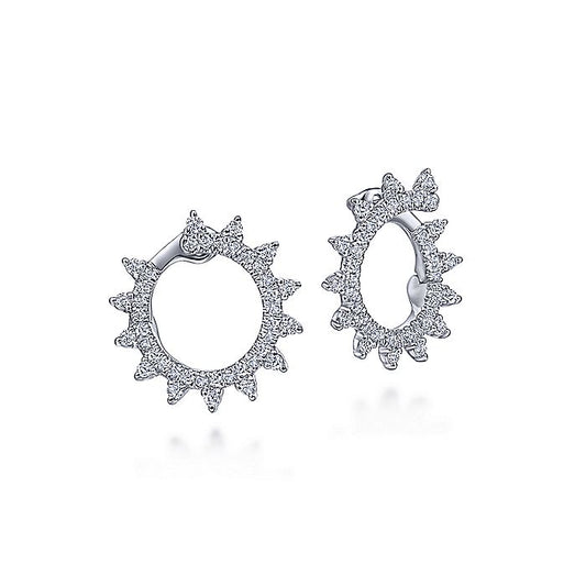 Gabriel & Co White Gold 15mm Bypass Hoop Huggies - Diamond Earrings