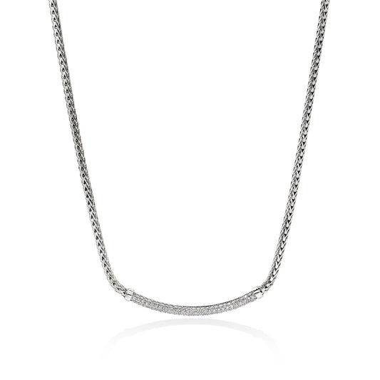 John Hardy Sterling Silver Essential Pavé Diamond Necklace