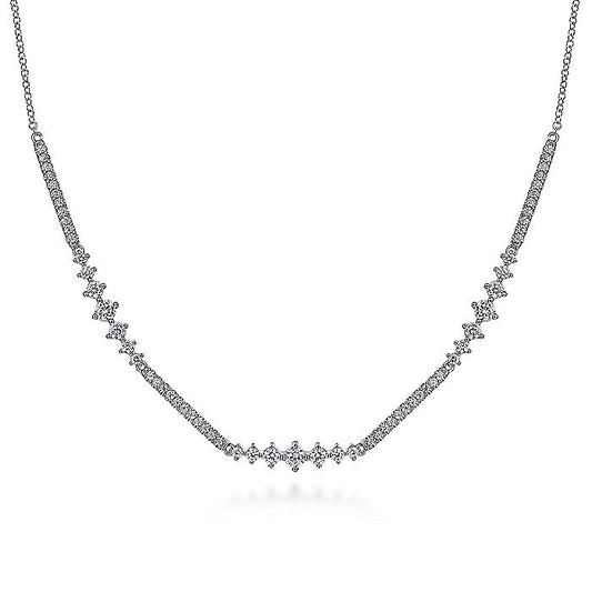 Gabriel & Co. 14 Karat White Gold Diamond 17.5 Inch Necklace - Diamond Necklaces