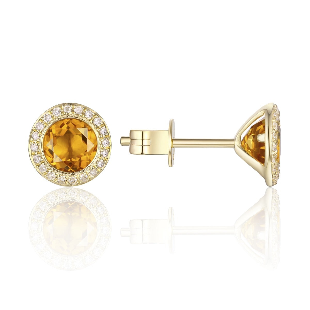 Yellow Gold Citrine Stud Earrings