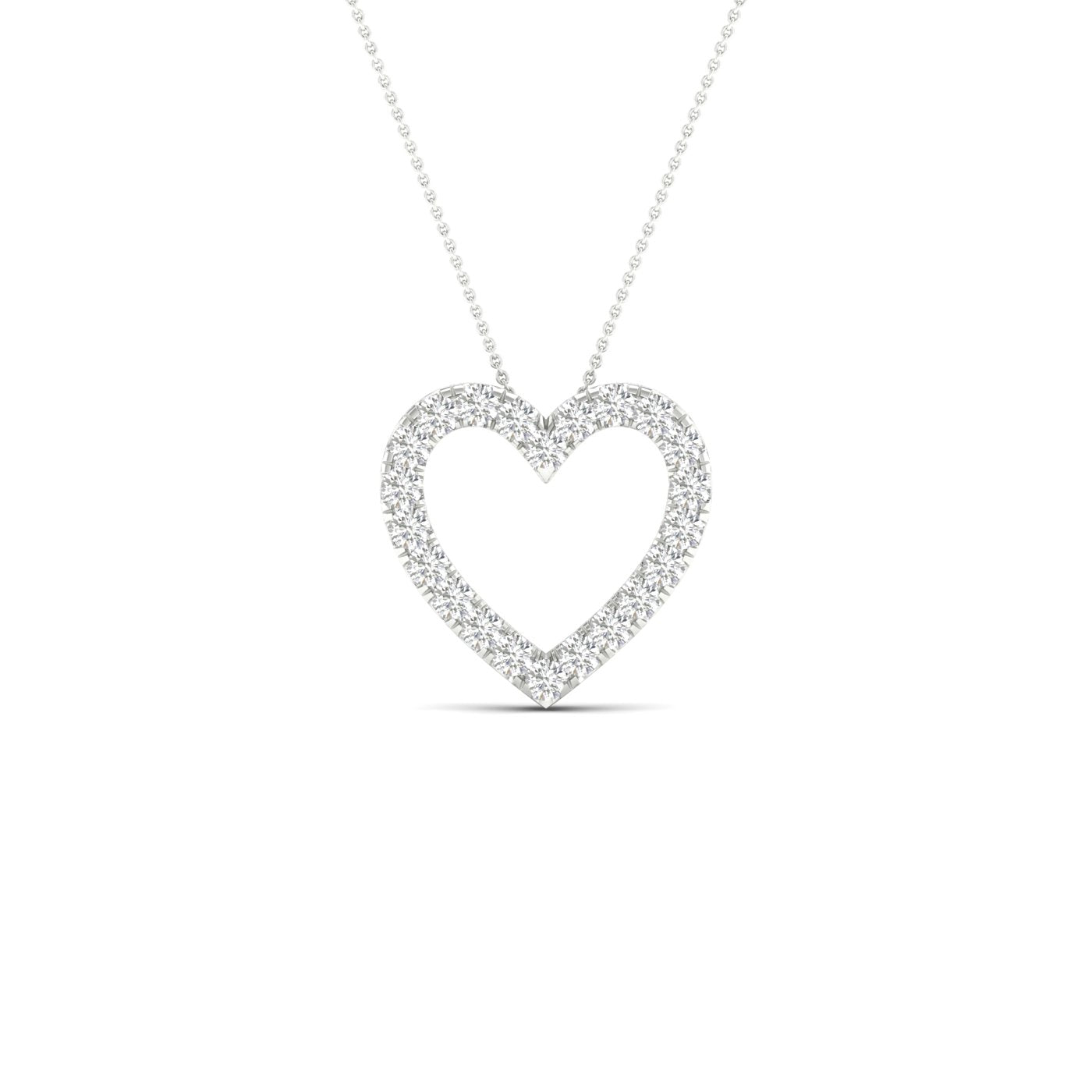 White Gold Laboratory Grown Diamond Heart Pendan - Diamond Pendants