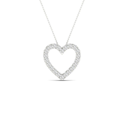 White Gold Laboratory Grown Diamond Heart Pendan - Diamond Pendants