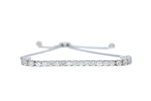 Green Rocks White Gold Labratory Grown Diamond Bolo Bracelet - Diamond Bracelets