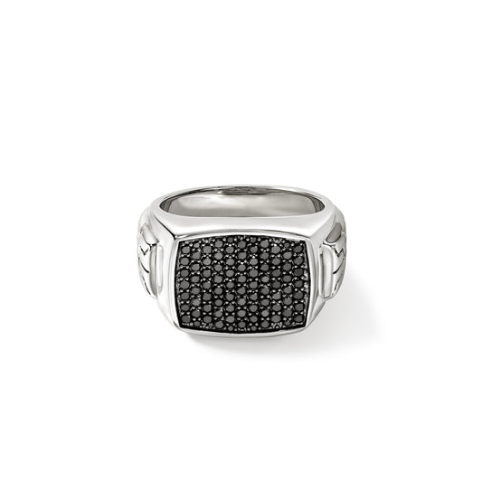 John Hardy Sterling Silver Black Sapphire Signet Ring