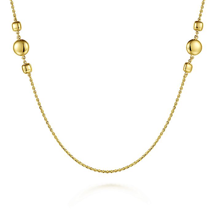 Gabriel & Co Yellow Gold Station Necklace - Gold Necklace