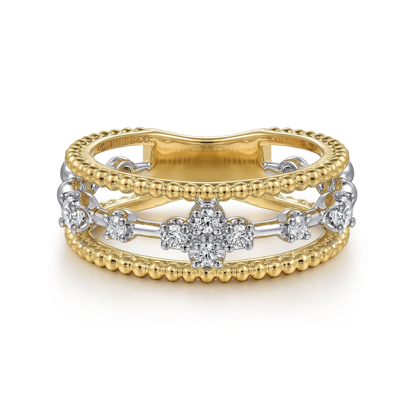 Gabriel & Co. Yellow and White Gold Diamond Ring