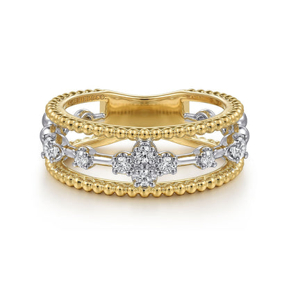 Gabriel & Co. Yellow and White Gold Diamond Ring