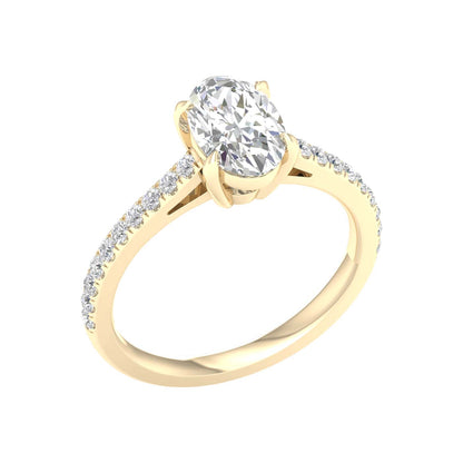 Yellow Gold Oval Laboratory Grown Diamond Engagement Ring