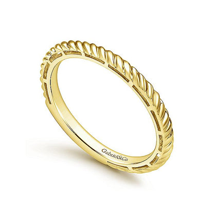 Gabriel & Co Yellow Gold Twisted Rope Stackable Ring - Gold Wedding Bands - Women's