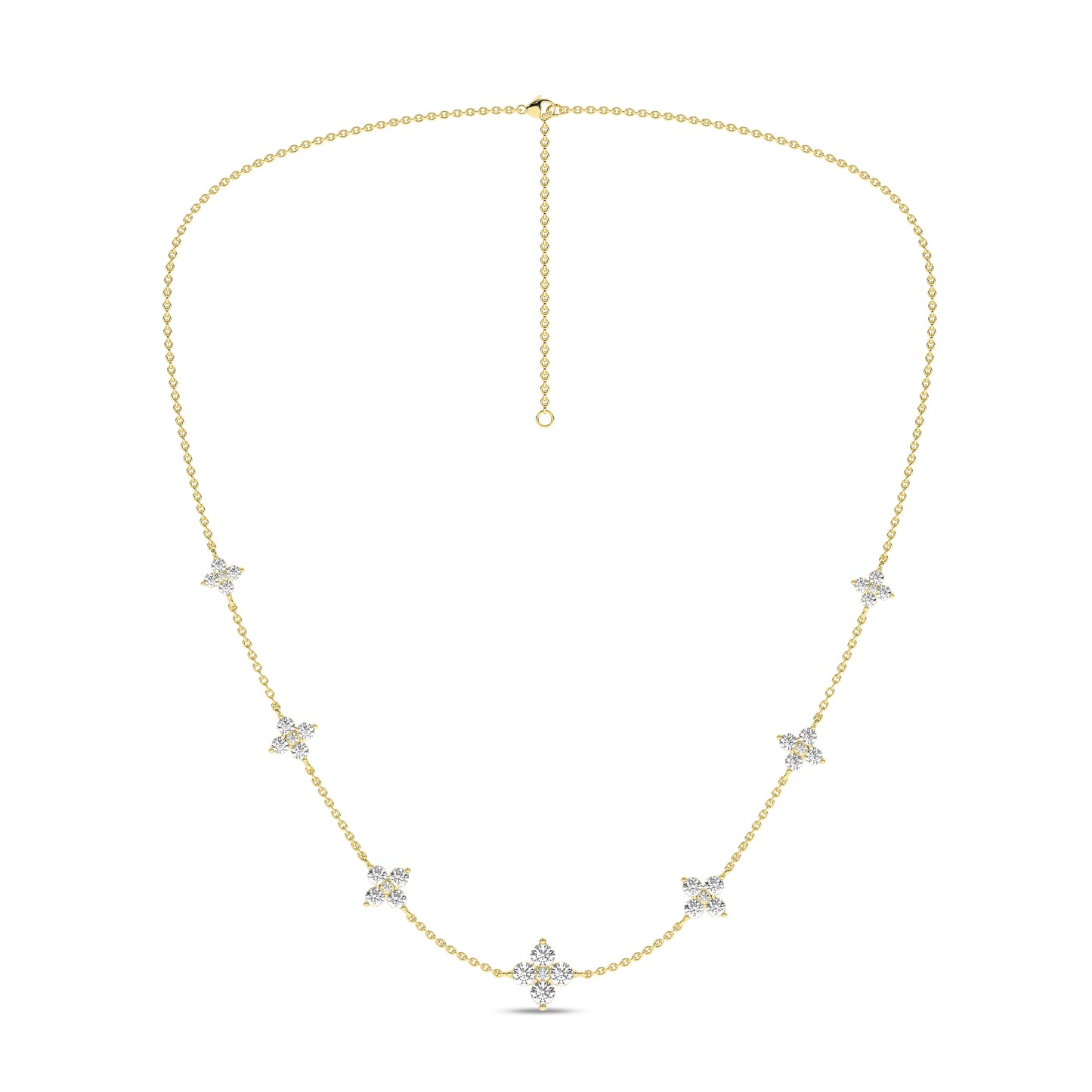 Yellow Gold Laboratory Grown Diamond Petal Station Necklace