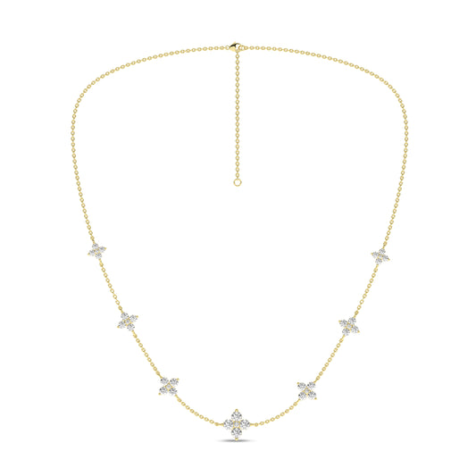 Yellow Gold Laboratory Grown Diamond Petal Station Necklace