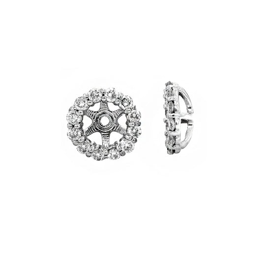 White Gold Round Halo Diamond Enhancer - Diamond Earrings