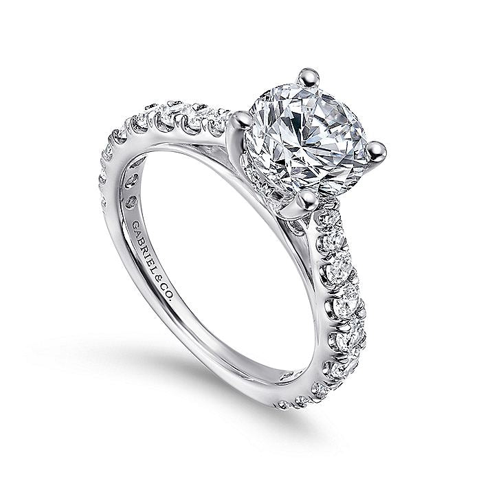 Gabriel & Co. 14 Karat White Gold Round Semi-Mount Engagement Ring - Diamond Semi-Mount Rings