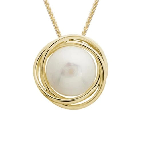 Yellow Gold Pearl Necklace - Pearl Pendants