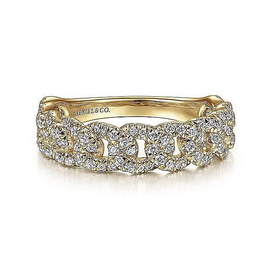 Gabriel & Co. 14 Karat Yellow Gold Diamond Chain Link Stackable Ring - Diamond Fashion Rings - Women's