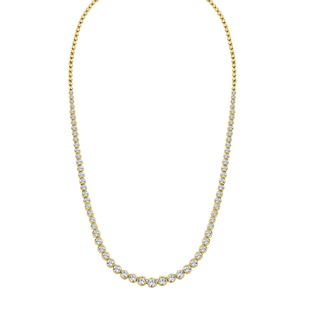 Yellow Gold Diamond Tennis Necklace - Diamond Necklaces