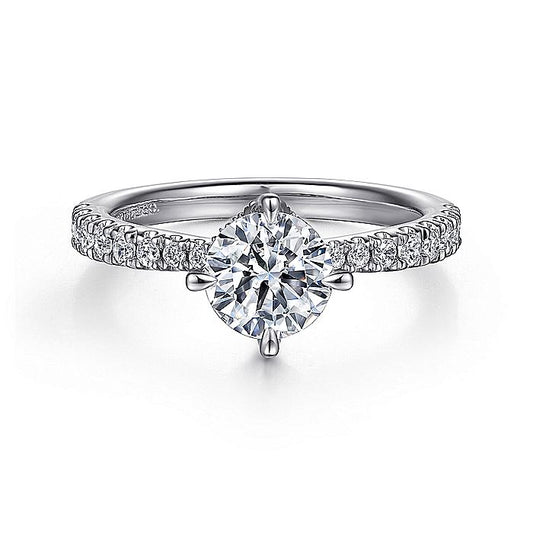 Gabriel & Co. 14 Karat White Gold Round Classic Semi-Mount Engagement Ring - Diamond Semi-Mount Rings