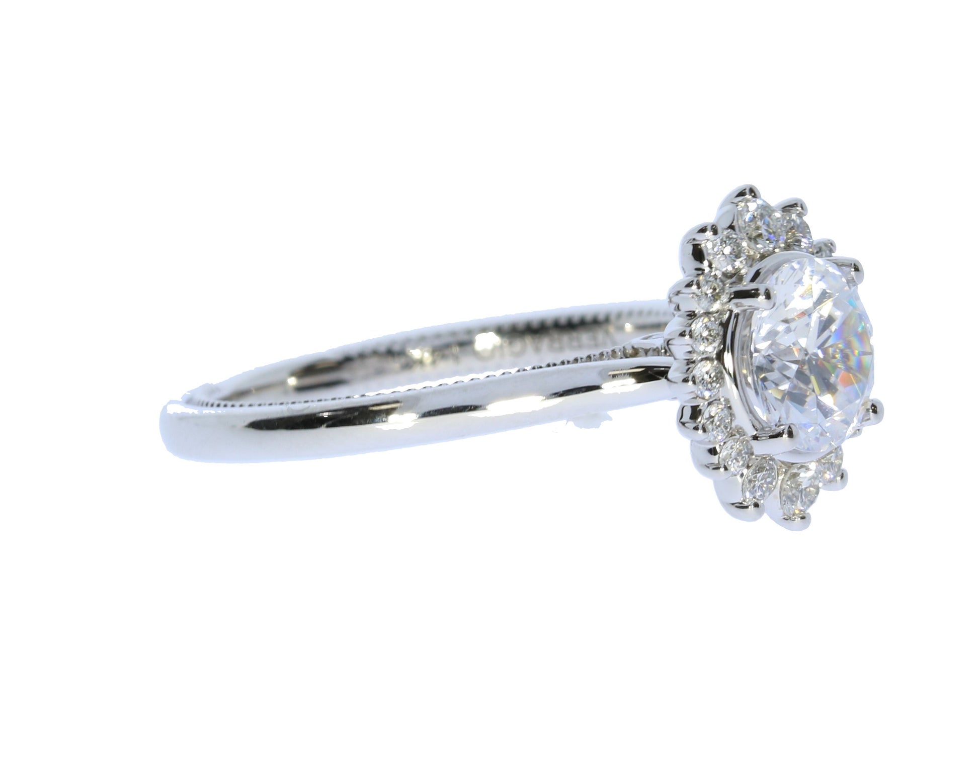 Ladies Verragio 14 Karat White Gold Semi-Mount Engagement Ring - Diamond Semi-Mount Rings