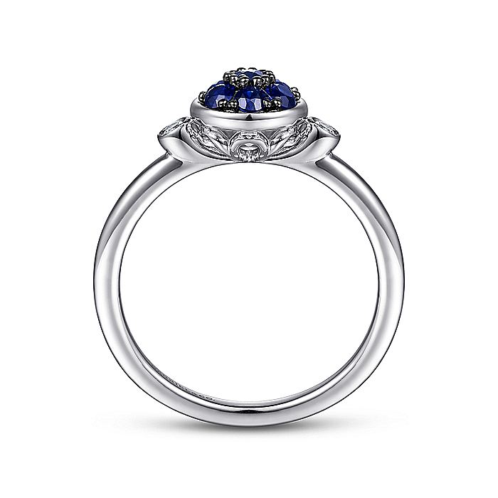 Gabriel & Co. Sterling Silver Diamond and Blue Sapphire Cluster Ring - Colored Stone Rings - Women's