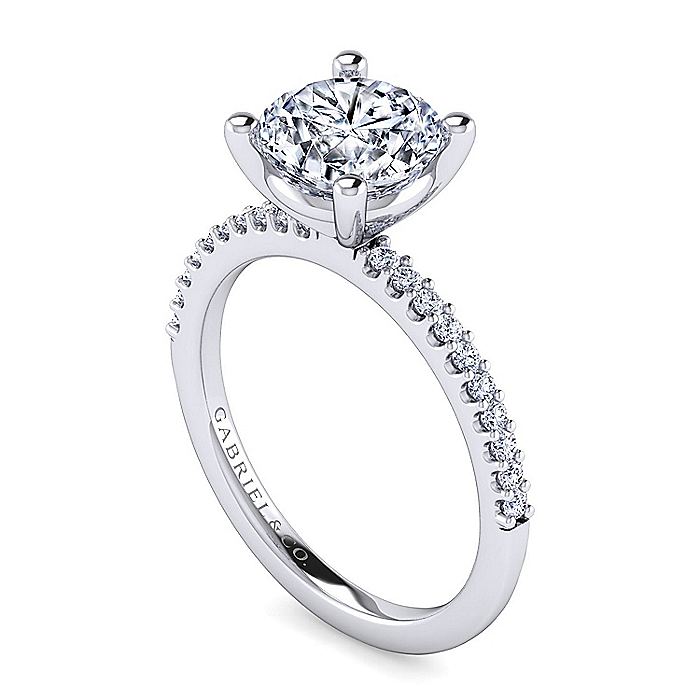 Gabriel & Co. 14 Karat White Gold Diamond Semi-Mount Engagement Ring - Diamond Semi-Mount Rings