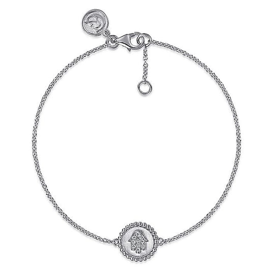 Ladies Gabriel & Co. Sterling Silver Diamond Bujukan Hand of God Bracelet - Silver Bracelets