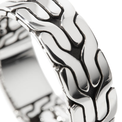 John Hardy Sterling Silver Carved Chain Band Ring