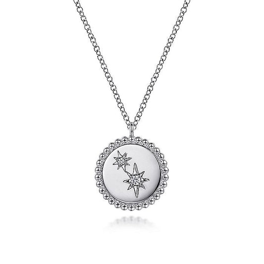 Gabriel & Co. Sterling Silver Diamond Star 17.5 Inch Necklace - Diamond Pendants