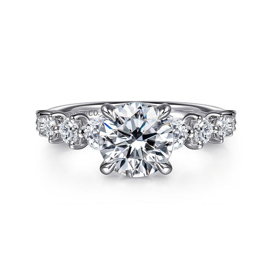 Gabriel & Co. 14 Karat White Gold Round Semi-Mount Engagement Ring - Diamond Semi-Mount Rings