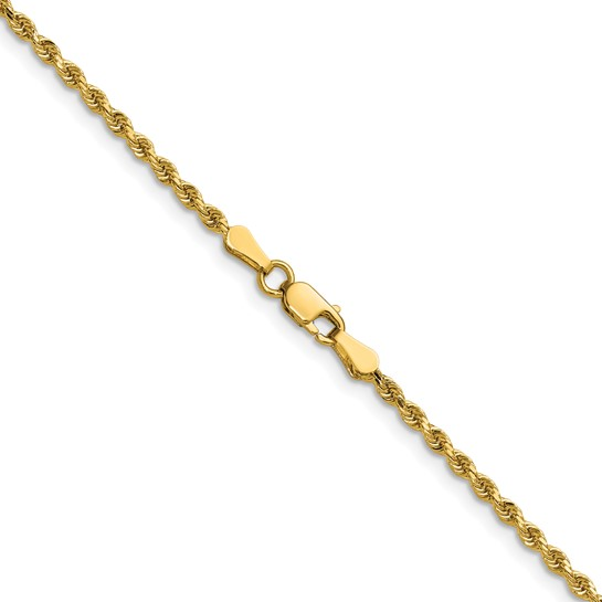 14 Karat Yellow Gold 2mm Diamond Cut Rope 18 Inch Chain