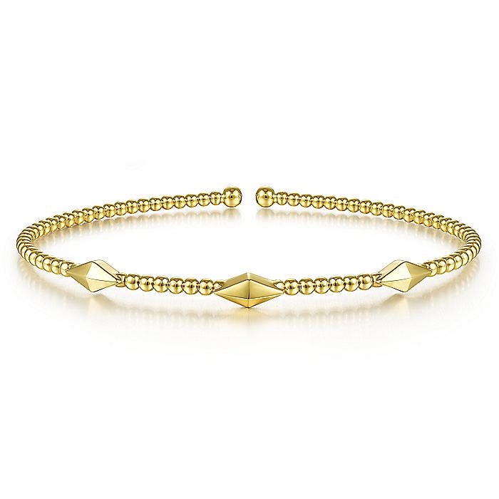 Gabriel & Co. 14 Karat Yellow Gold Bujukan Bead Cuff Bracelet