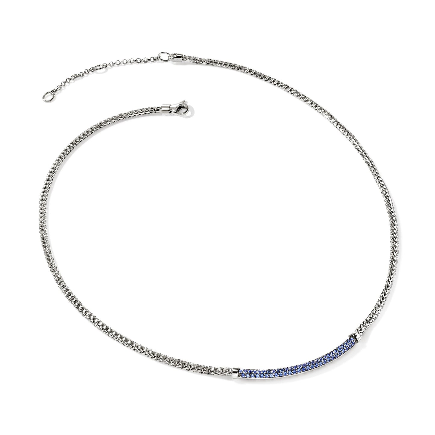 John Hardy Sterling Silver Essential Pavé Blue Sapphire Necklace