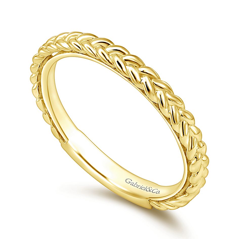 Gabriel & Co. Yellow Gold Braided Stackable Ring - Gold Wedding Bands - Women's