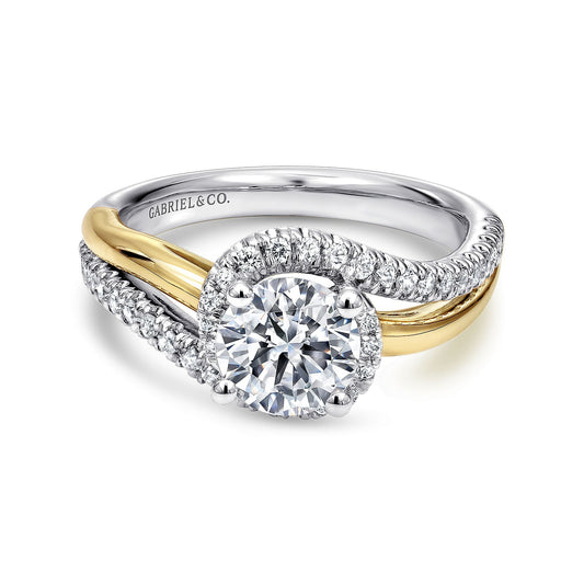 Gabriel & Co White and Yellow Gold Semi-Mount Engagement Ring - Diamond Semi-Mount Rings