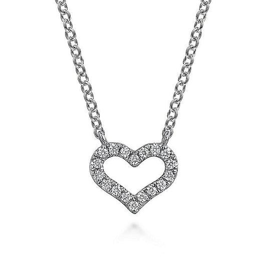 Gabriel & Co. White Gold Diamond Heart Pendant - Diamond Pendants