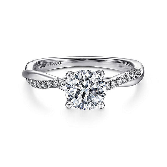 Gabriel & Co. White Gold Twisted Semi-Mount Engagement Ring - Diamond Semi-Mount Rings