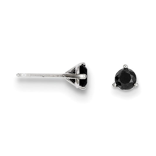 3/4 Carat Total Weight Black Diamond Stud Earrings Set In 14 Karat White Gold - Diamond Earrings