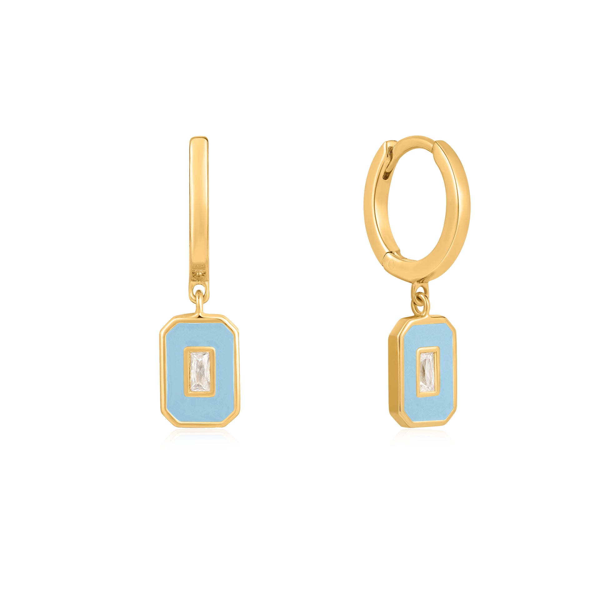 Ania Haie Powder Blue Enamel Emblem Hoop Earrings - Silver Earrings