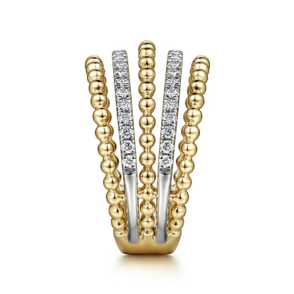 Gabriel & Co. Yellow Gold Multi Row Ring