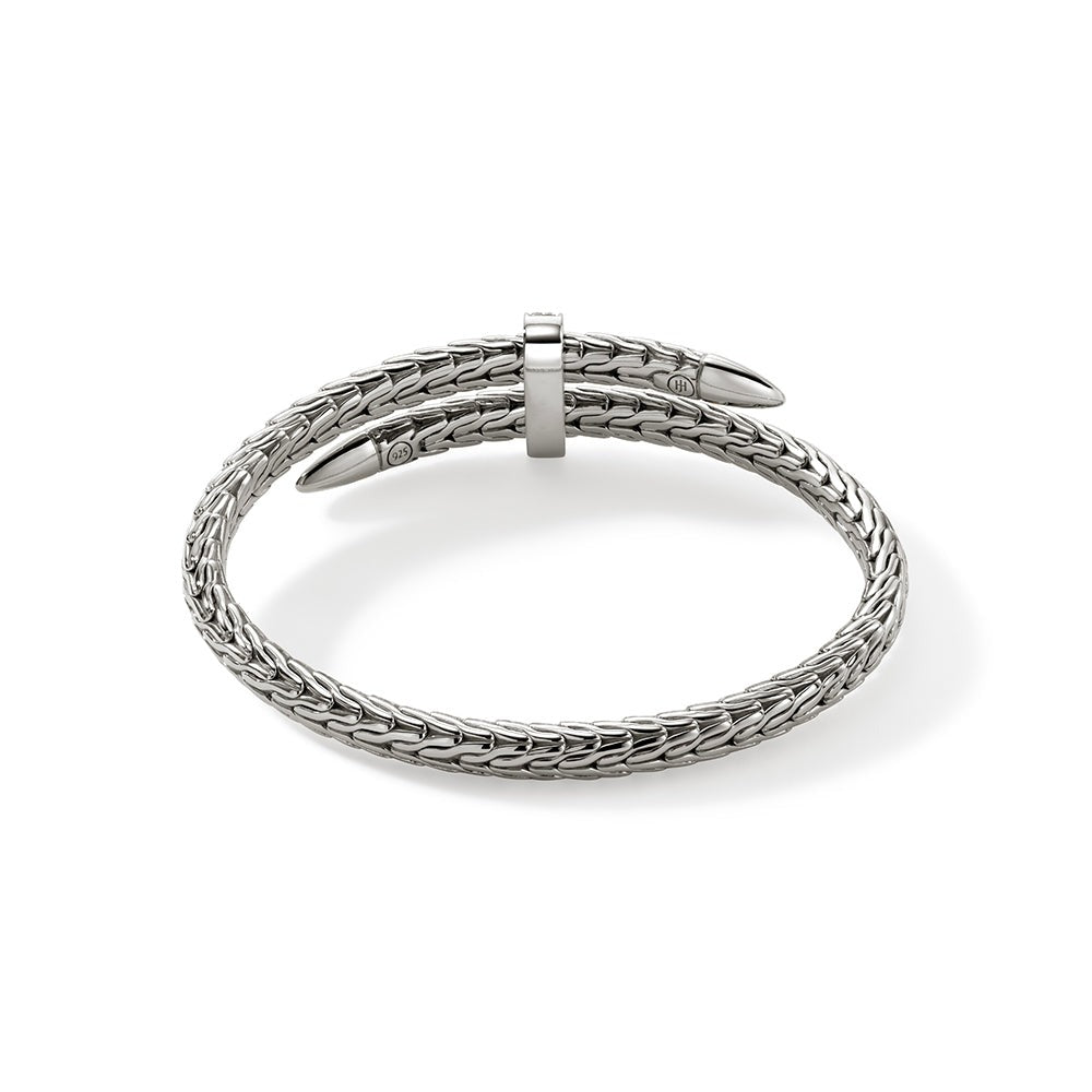 John Hardy Sterling Silver Spear Flex Cuff Diamond Bracelet