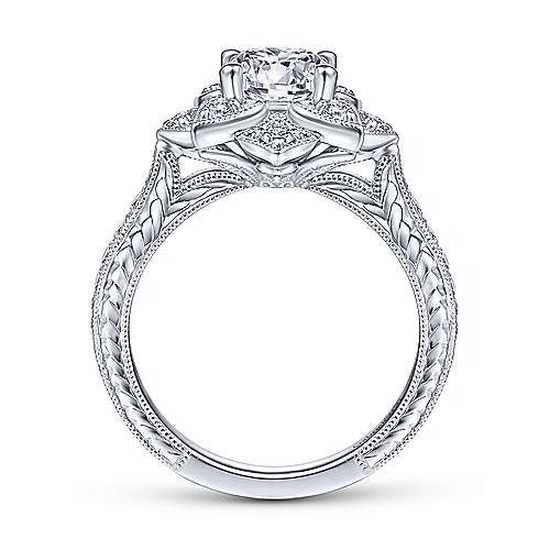 Gabriel & Co White Gold Unique Halo Engagement Ring - Diamond Semi-Mount Rings