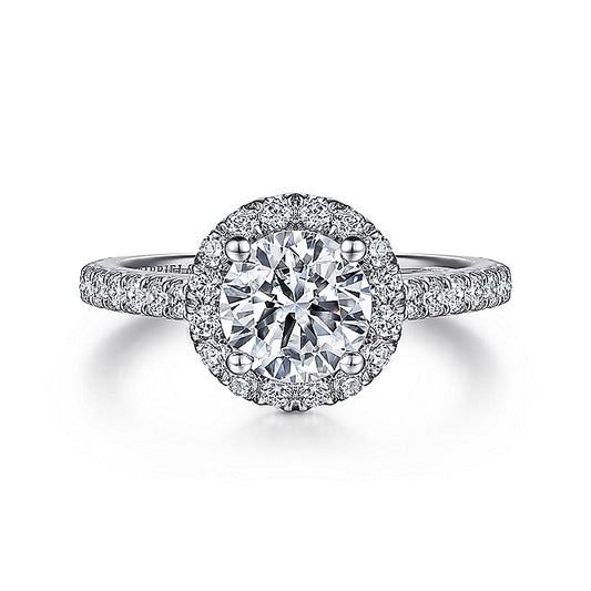 Gabriel & Co. 14 Karat White Gold Round Halo Semi-Mount Engagement Ring - Diamond Semi-Mount Rings