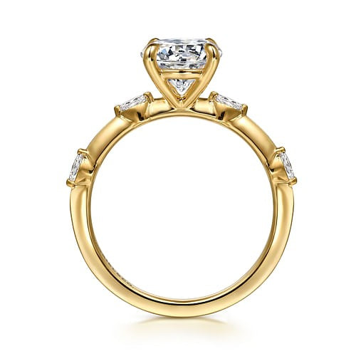 Gabriel & Co. 14 Karat Yellow Gold Round Scattered Marquise Diamond Semi Mount Engagement Ring - Diamond Semi-Mount Rings