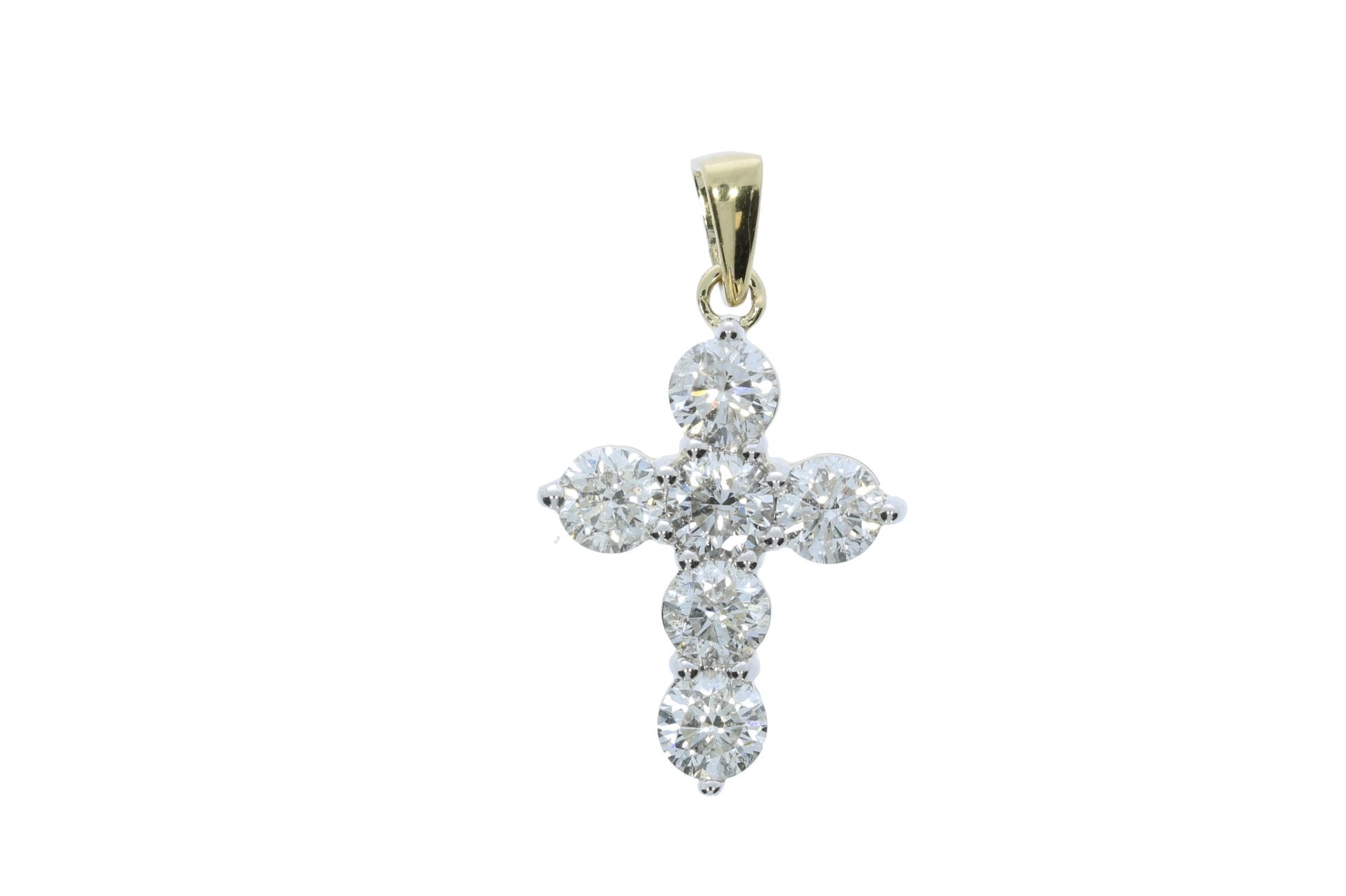 Yellow Gold Diamond Cross Pendant - Diamond Pendants