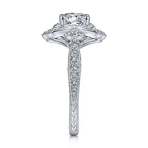 Gabriel & Co White Gold Unique Halo Engagement Ring - Diamond Semi-Mount Rings