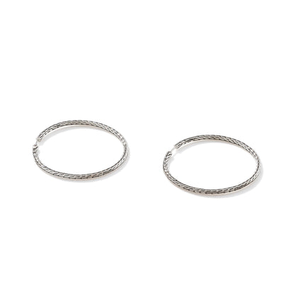 John Hardy Sterling Silver Carved Chain Hoop Earrings