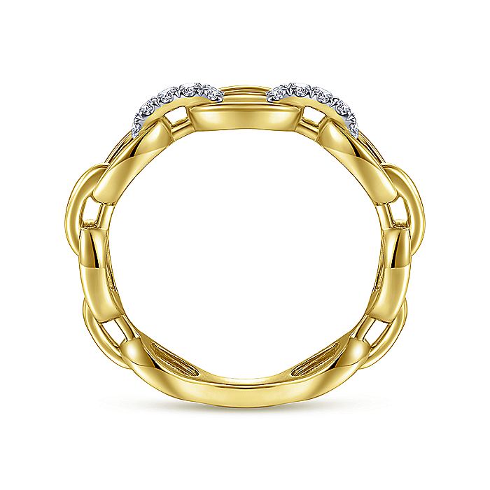 Gabriel & Co Yellow Gold Oval Chain Link Diamond Ring - Diamond Fashion Rings - Women's