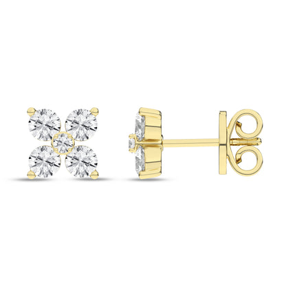 Yellow Gold Laboratory Grown Diamond Petal Stud Earrings - Diamond Earrings