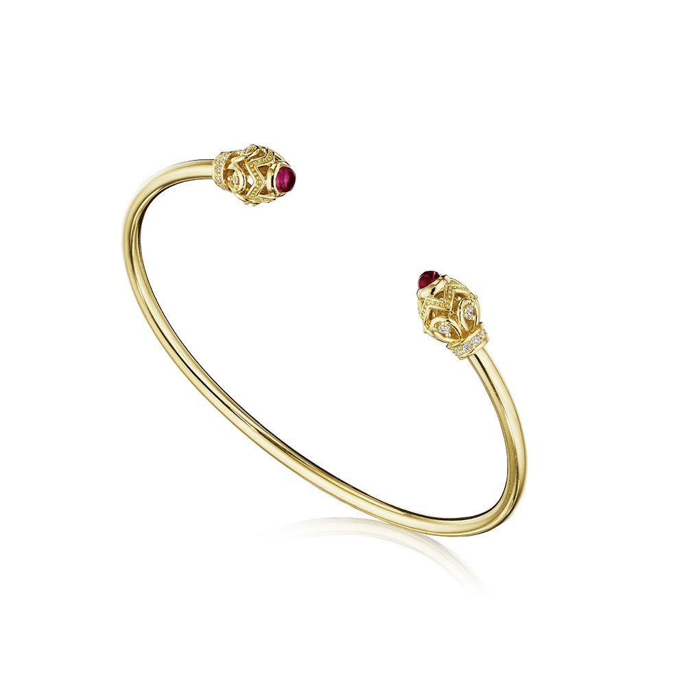 Verragio 18 Karat Yellow Gold Toi Et Moi Diamond Bangle Bracelet - Colored Stone Bracelets