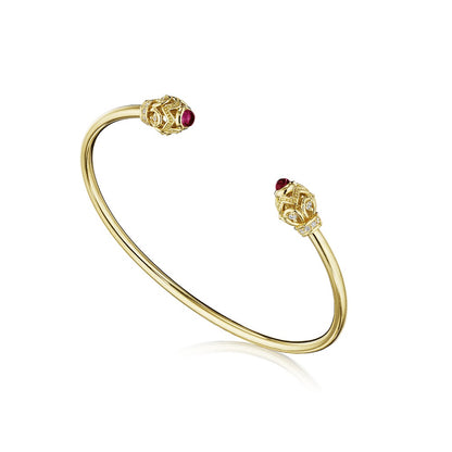 Verragio 18 Karat Yellow Gold Toi Et Moi Diamond Bangle Bracelet - Colored Stone Bracelets