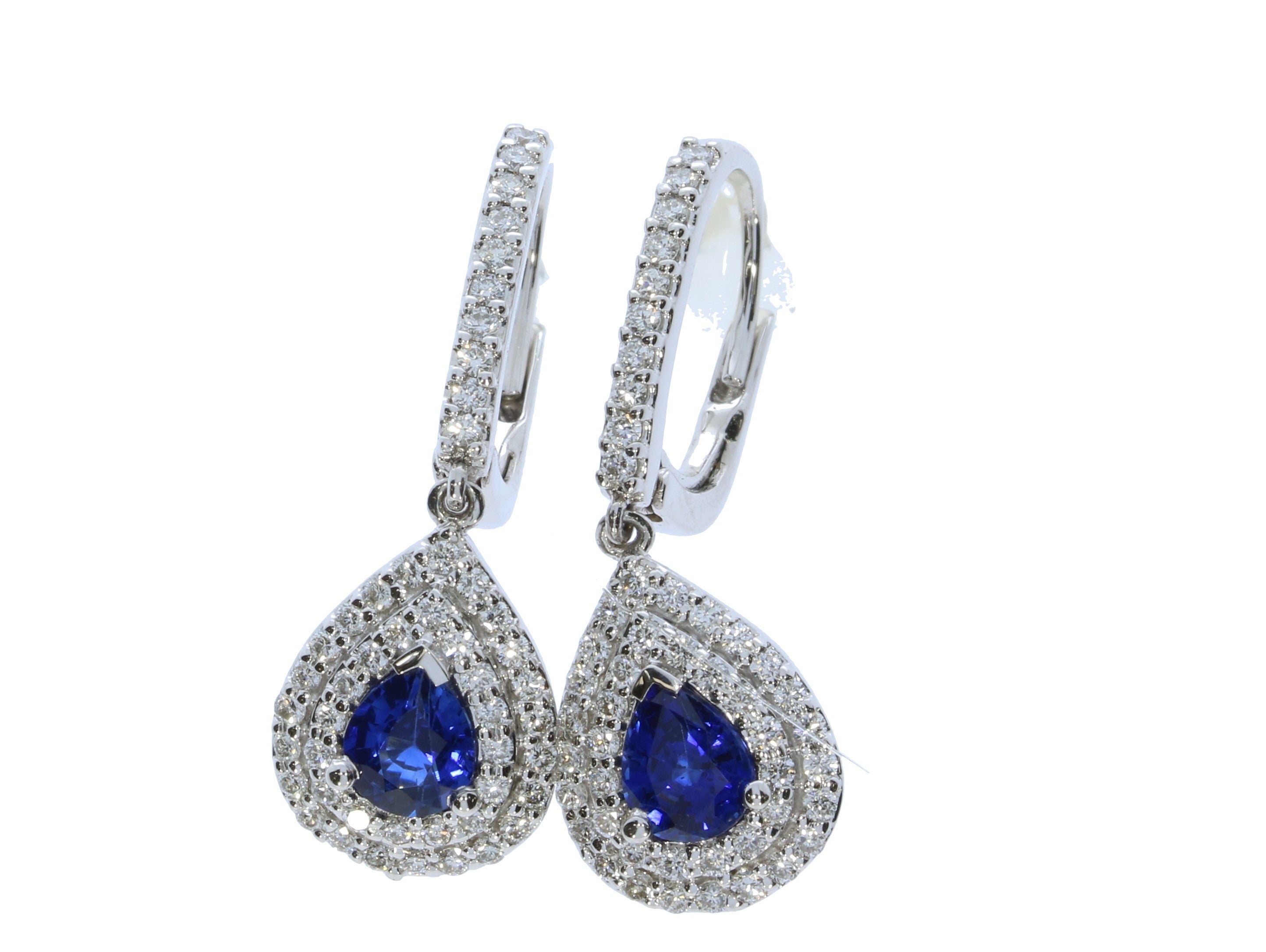 Petal Sapphire and Diamond Earrings in 18K White Gold